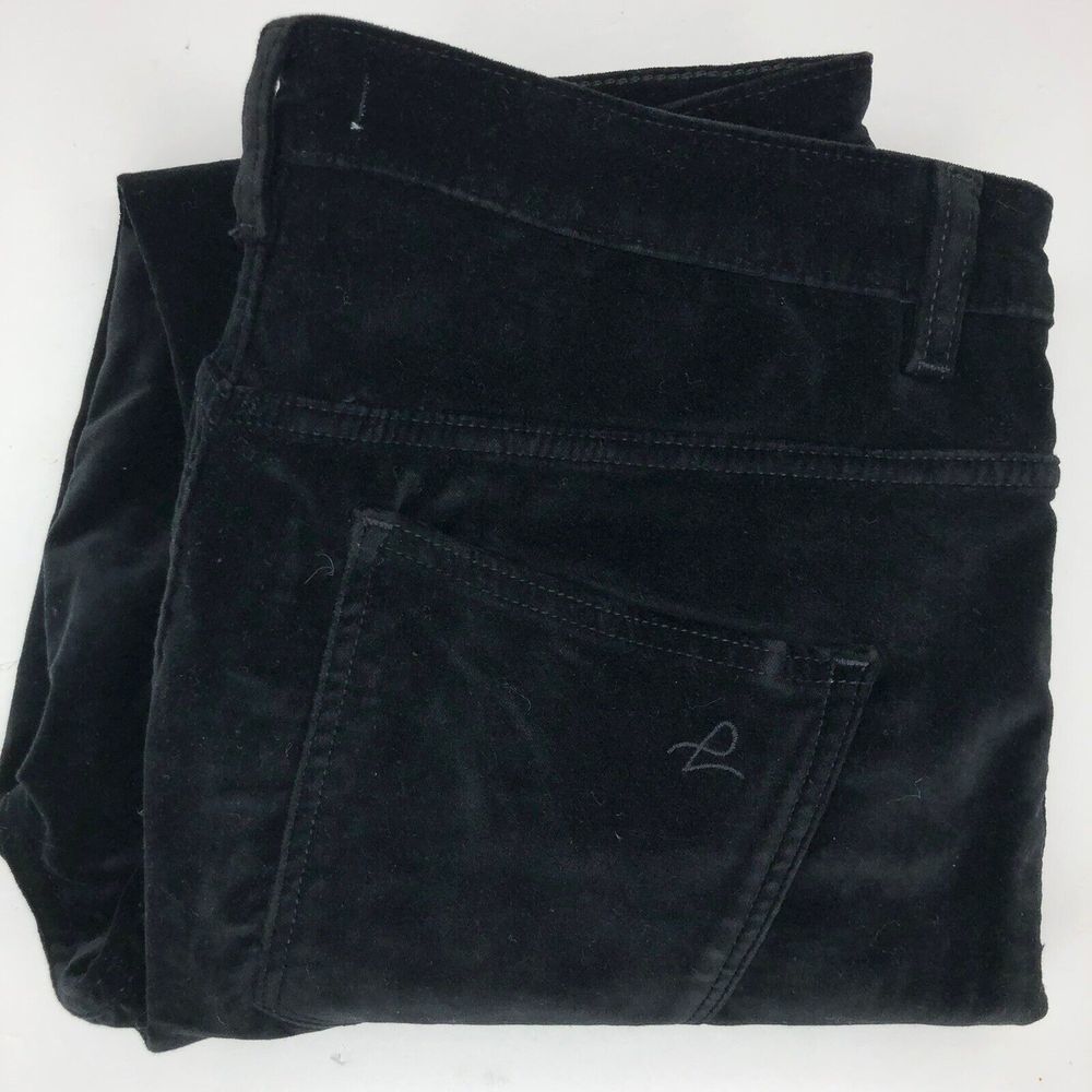 DL1961 Women's 31 Black Velvet Chrissy Ankle Button Fly Ultra High Rise Pants